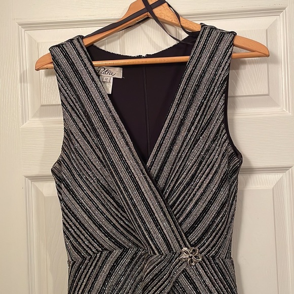 Vintage Patra Black and Silver Sleeveless Maxi Dress V-Neck - Picture 2 of 12